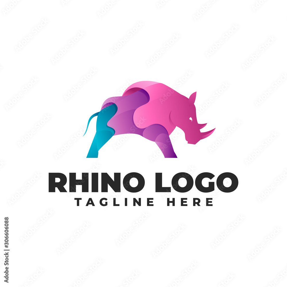 Rhino Gradient Modern Logo Vector Icon Illustration Rhino Gradient Modern Logo Vector Icon Illustration