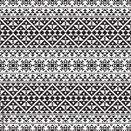 Ikat Ethnic Aztec Pattern Illustration Design in black and white color. design For Background, Frame, Border or Decoration. Ikat, geometric pattern, native Indian, Navajo, Inca Design