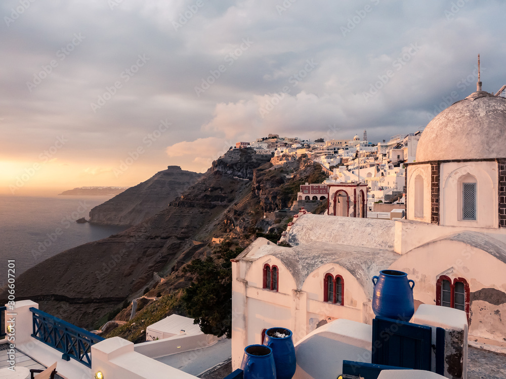 Santorini Sunset White Buildings Island