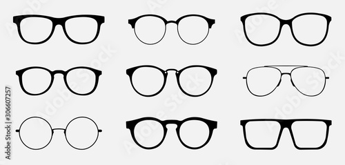 Glasses icon concept. Glasses icon set. Vector graphics isolated on white background. photo