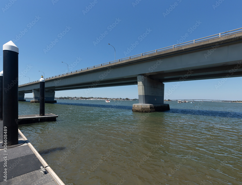 Close up view of Tom Uglys Bridge on Georges River in Sydney’s south, Australia on a sunny day  