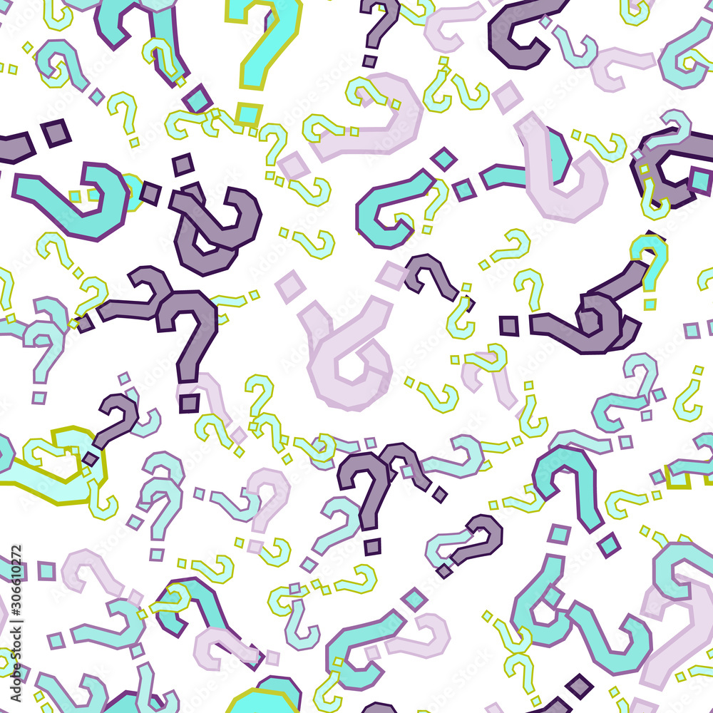 Quiz seamless pattern. Question marks, doubt, faq