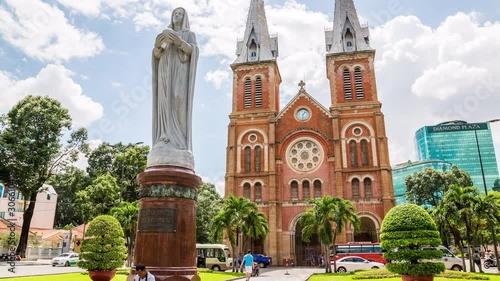 Notre Dame church, Ho Chi Minh City, Vietnam time lapse