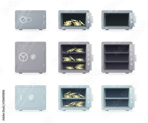 Steel safes. Safe on isolated background. Vector illustration