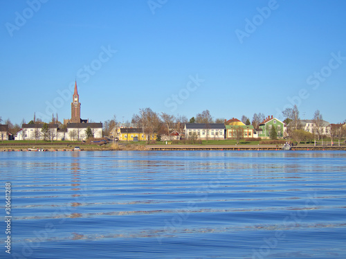 Beautiful seaside view of coastal town Raahe in Finland. © jarnicek