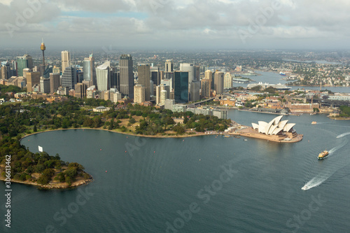 Sydney harbour and city on a bright sunny day aerial