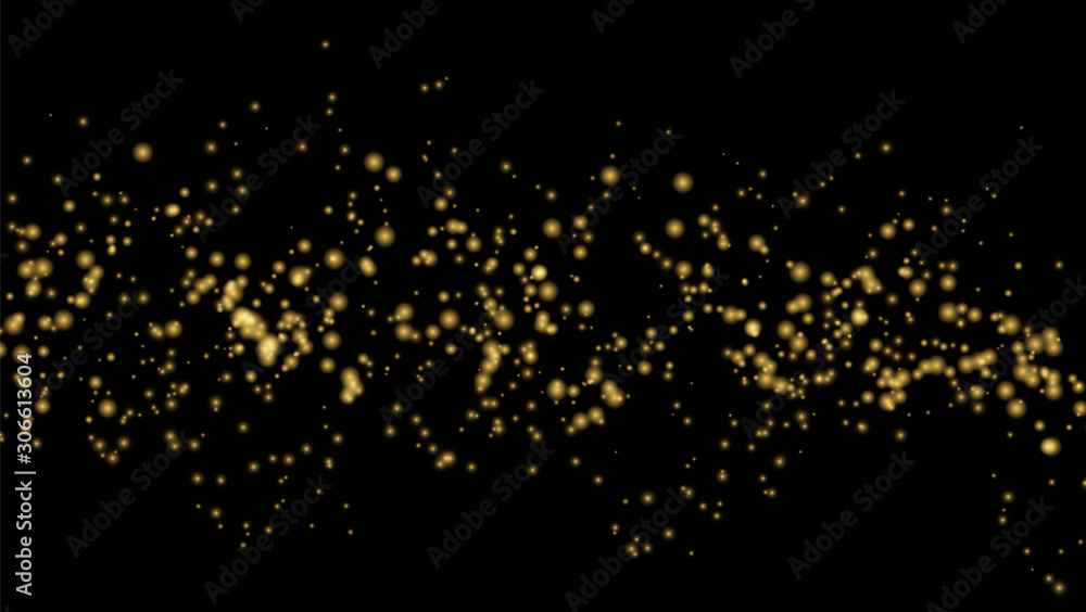 Gold glitter particles on black background. Golden lights flare abstract vector illustration. Explosion sparkle in space. Shiny backdrop for Christmas or New Year designs. Gold glitter particles on black background. Golden lights flare abstract vector illustration. Explosion sparkle in space. Shiny backdrop for Christmas or New Year designs.