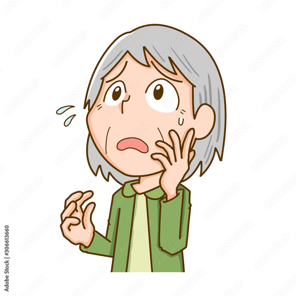 困る 焦る 心配 不安 女性 おばあさん Stock Vector Adobe Stock