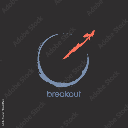 Vector design inspires a confident attitude in life. Motivational banner calling to be assertive. Graphic image in the form of an arrow breaking through a circle.
