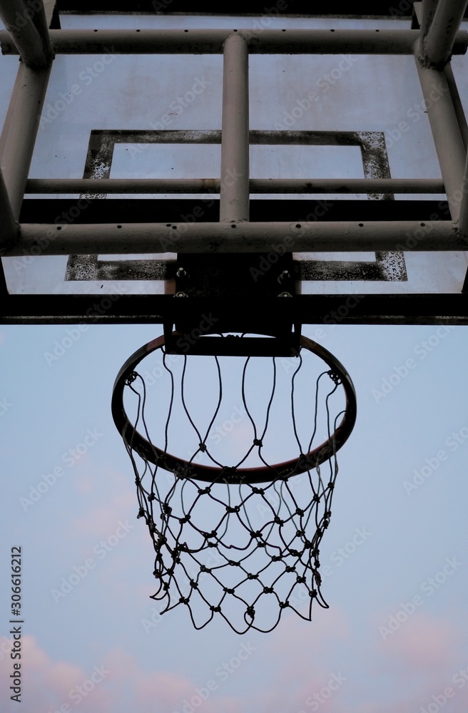 Basketball hoop in the public arena