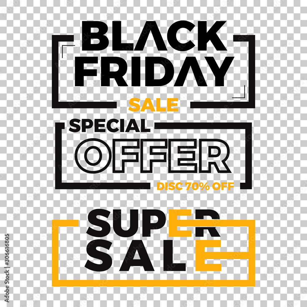 Obraz premium Black friday sale label sticker design. Sale design element for promotion