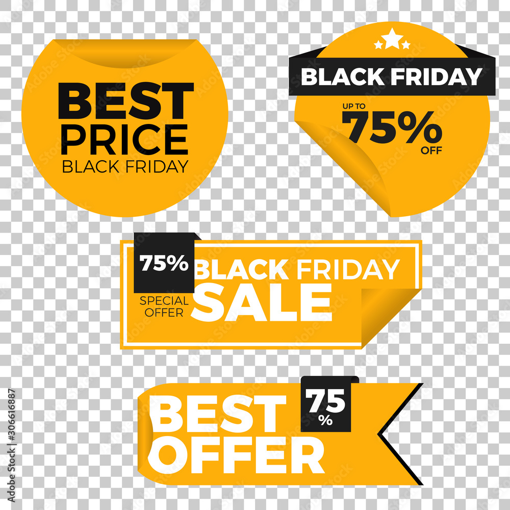 Black friday sale label sticker design. Sale design element for promotion Black friday sale label sticker design. Sale design element for promotion