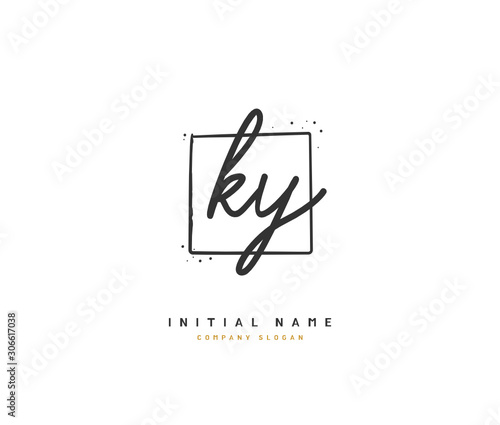 K Y KY Beauty vector initial logo, handwriting logo of initial signature, wedding, fashion, jewerly, boutique, floral and botanical with creative template for any company or business.