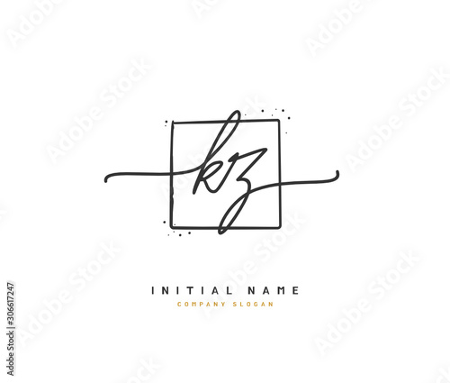 K Z KZ Beauty vector initial logo, handwriting logo of initial signature, wedding, fashion, jewerly, boutique, floral and botanical with creative template for any company or business.
