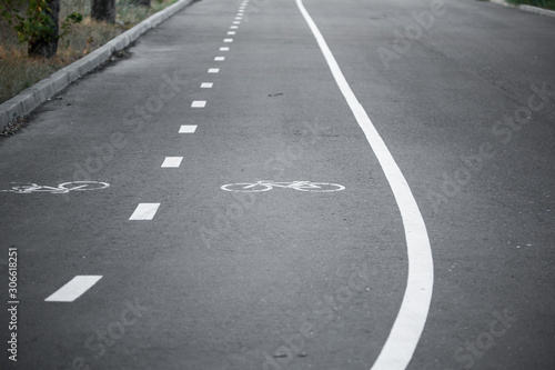Bicycle lane. Bike path, eco transport in the city © alexxndr