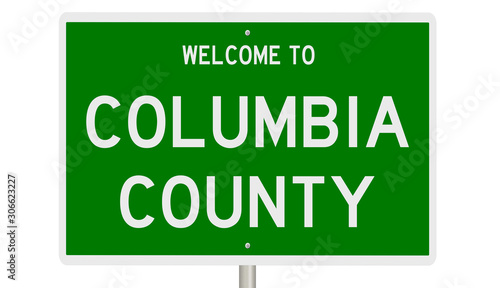 Rendering of a green 3d highway sign for Columbia County photo