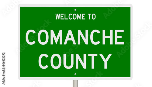 Rendering of a green 3d highway sign for Comanche County photo