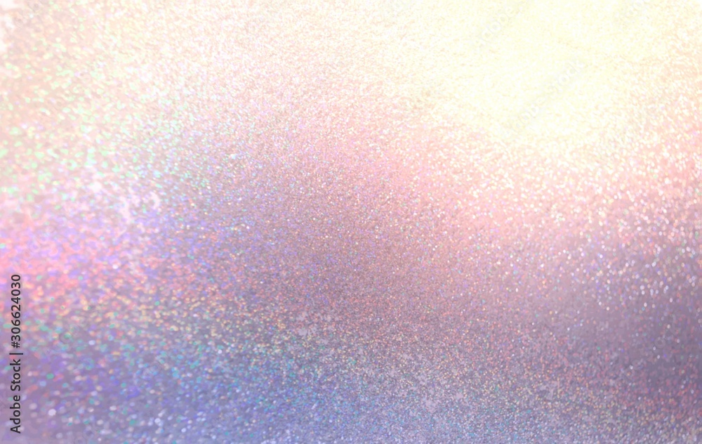 Shimmer abstract pattern. Brilliance glitter blurred texture. Yellow pink lilac gradient background. 