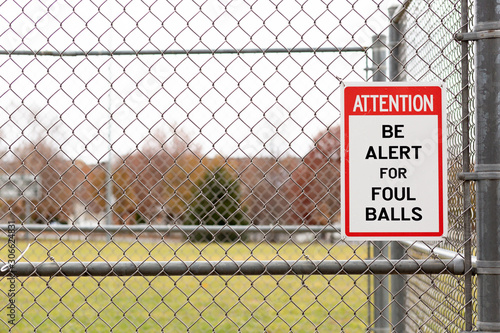 baseball foul ball sign horizontal