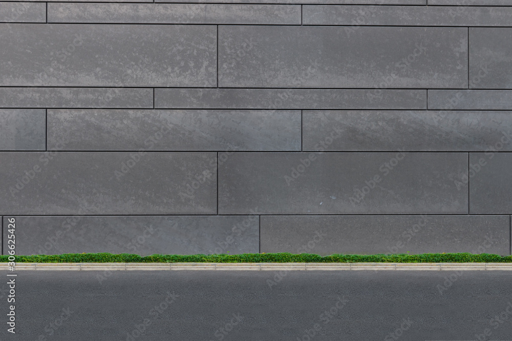 Fototapeta premium street wall background ,Industrial background, empty grunge urban street with warehouse brick wall