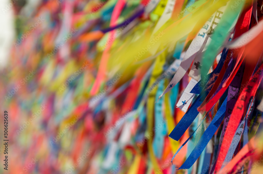 .Great colorful background of the famous ribbons of Senhor do Bonfin, Salvador Brazil.