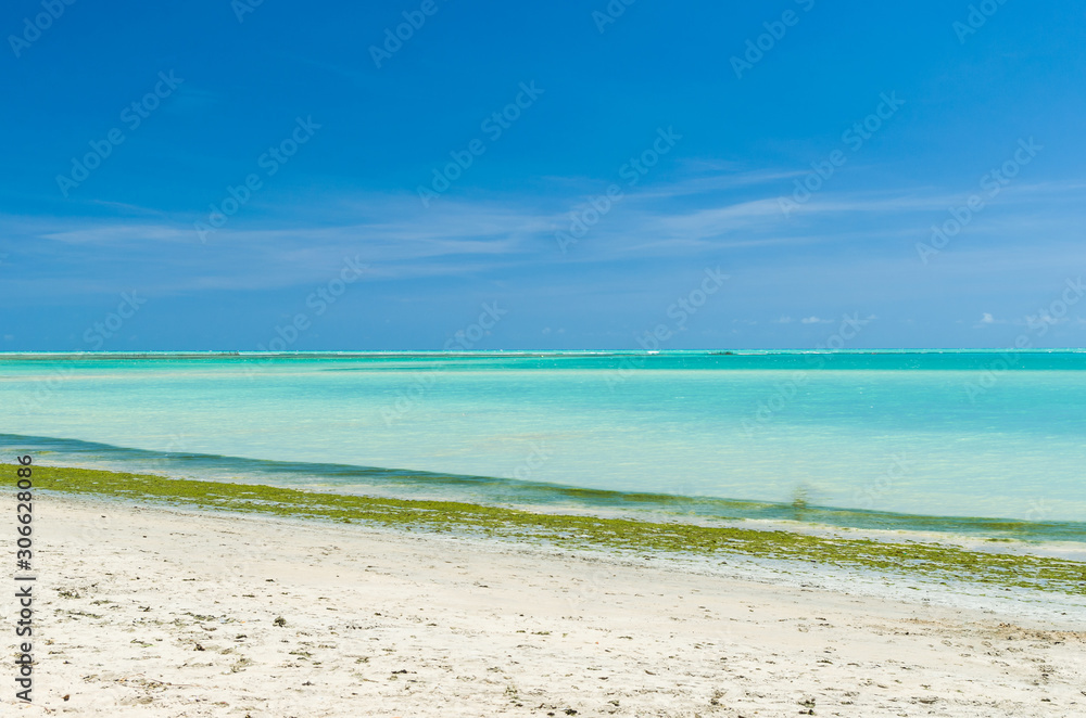 Gorgeous view of Maceio beach with its Caribbean blue waters