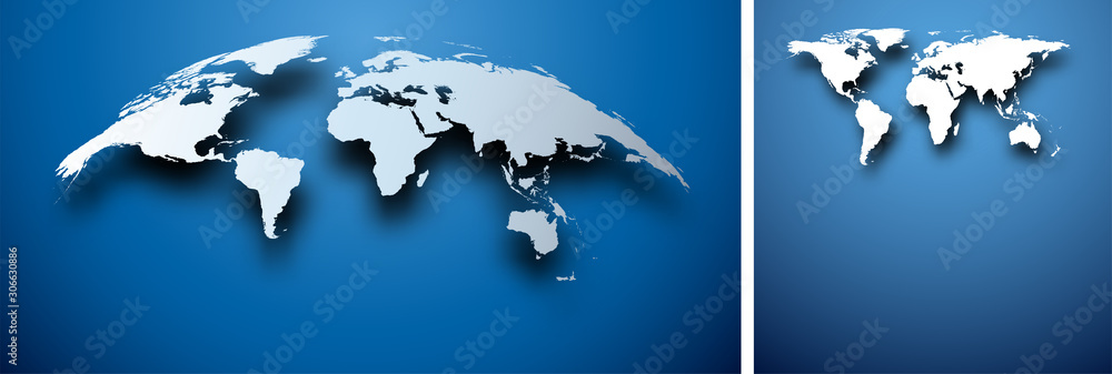 Naklejka Mapa świata streszczenie na niebiesko.