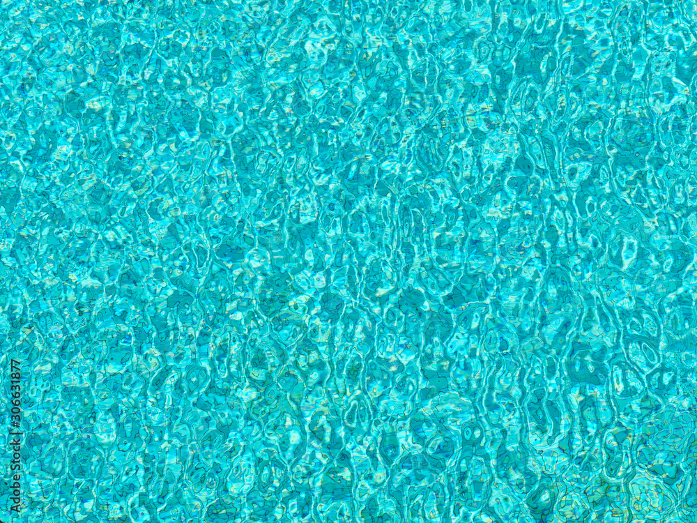 Top view of Blue and green ripped water in swimming pool.