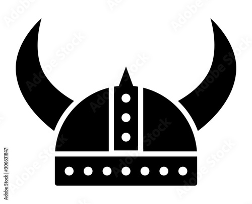 Horned Viking helmet flat vector icon for games and websites