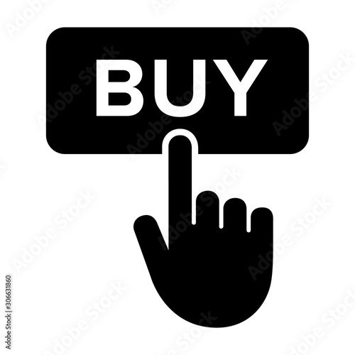 Hand clicking or tapping on buy button flat vector icon for apps and websites