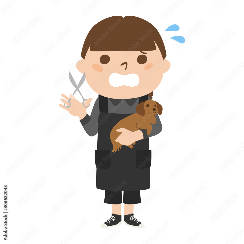 職業別 女性トリマーのイラスト 汗をかいて慌てている女性 Stock Vector Adobe Stock