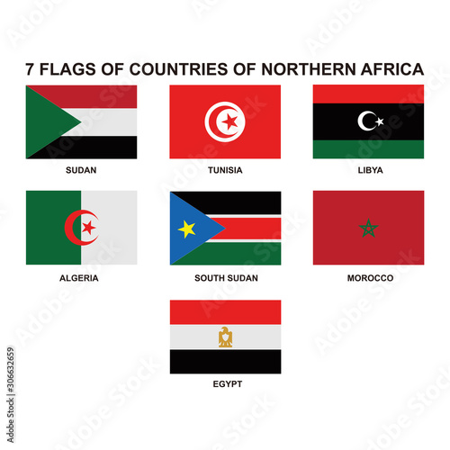 set flags of country in the Northern Africa icon vector design symbol