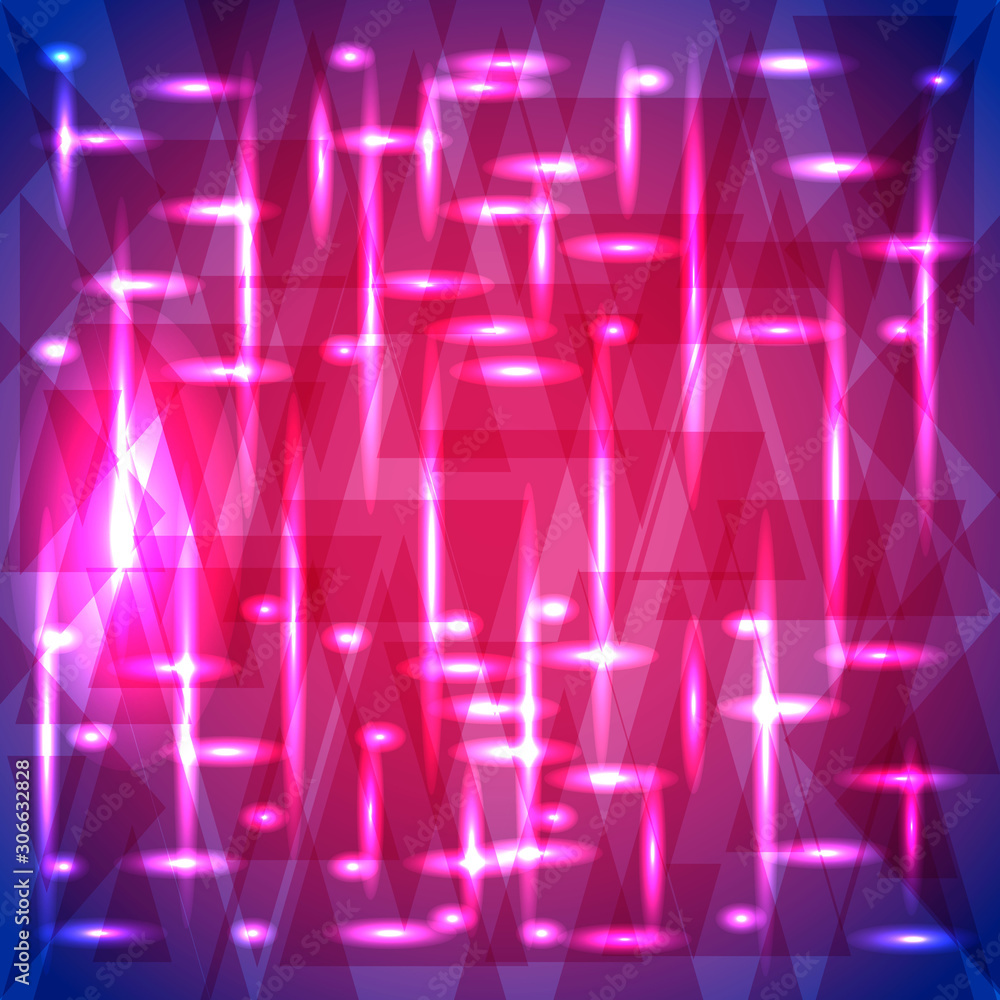 Glowing night geometry of purple and blue cosmic stripes and extreme lines. Glowing night geometry of purple and blue cosmic stripes and extreme lines.