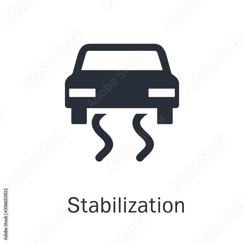 Car. Skidding . Electronic stabilization business management.   Vector icon on a white background.