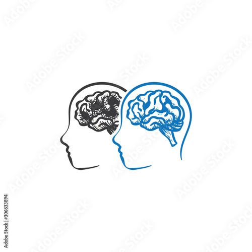 Before and after brain therapy concept design illustration