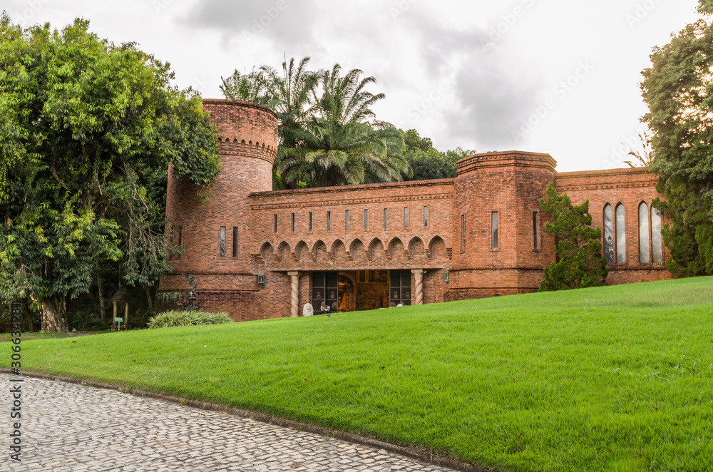 RECIFE, PE, BRAZIL - NOVEMBER 19, 2019: The historic architecture of Instituto Ricardo Brennand museum in Recife, Pernambuco, Brazil.