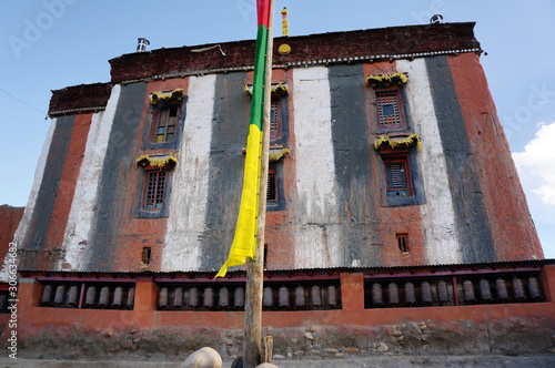 Facade of Tsarang Gompa (1395) - Sakya sect monastery. Hiking to the Upper Mustang closed area. Nepal.