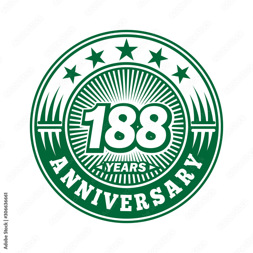 188 years logo. One hundred eighty eight years anniversary celebration logo design. Vector and illustration. 188 years logo. One hundred eighty eight years anniversary celebration logo design. Vector and illustration.