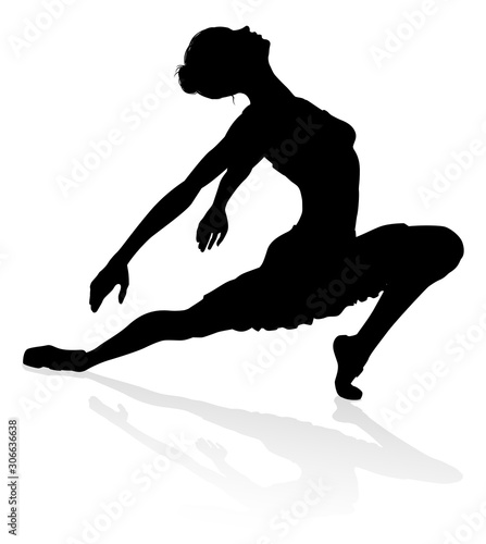 A high quality detailed silhouette of a ballet dancer dancing