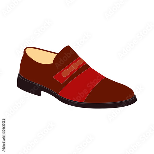 A dark red men's dress shoe on white