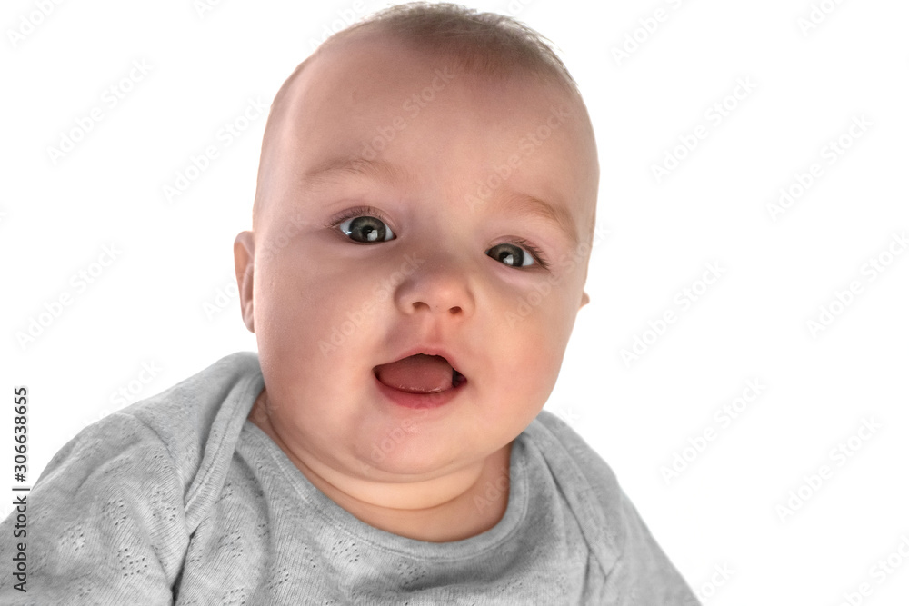 emotional baby girl isolated on white background emotional baby girl isolated on white background
