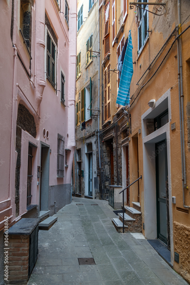 VERNAZZA / ITALY - JULY 2015: Narrow street in the old Vernazza village, Cinque Terre, Italy