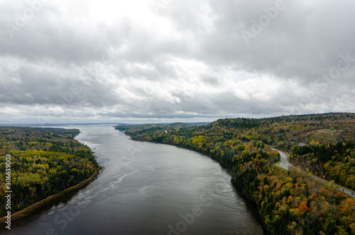 looking out from the penobscot narrows observatory in autumn photo