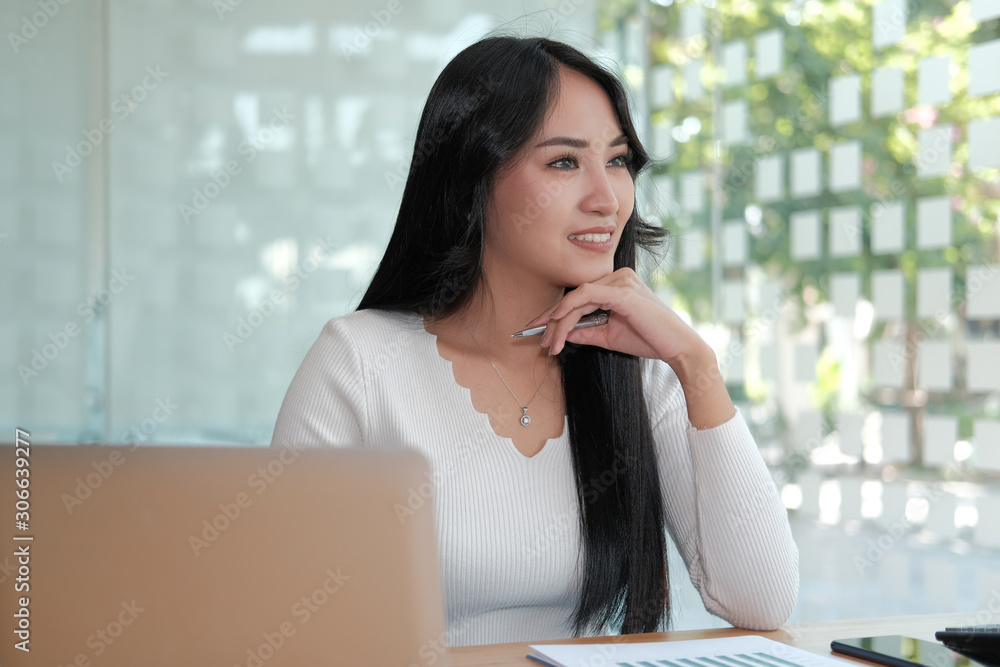 businesswoman woman  female freelancer student thinking planning about business