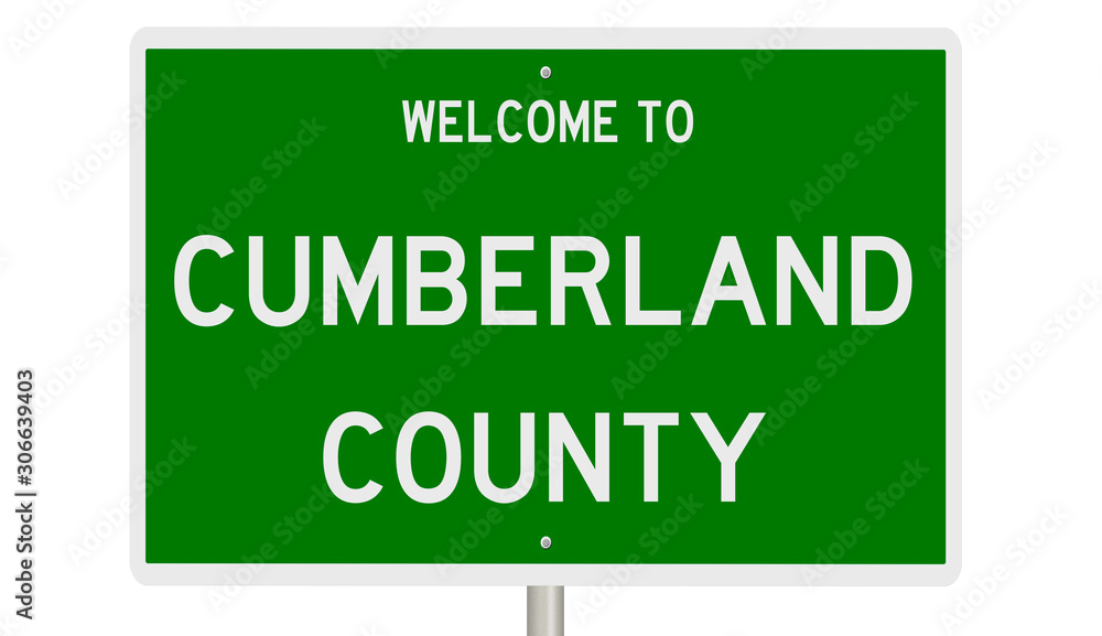 Rendering of a green 3d highway sign for Cumberland County
