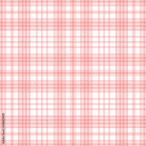 Checked seamless pattern in pink and white. A geometric plaid vector pattern design.