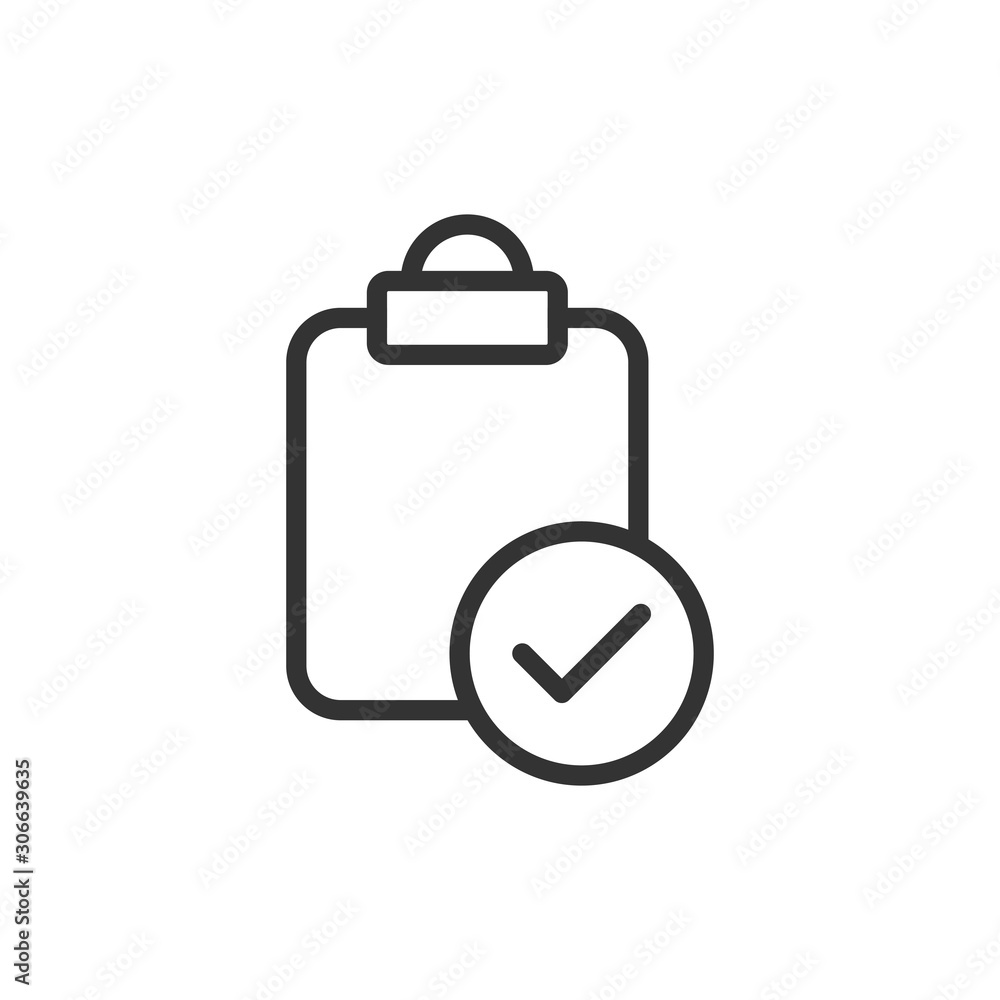 Document checkbox icon in flat style. Test vector illustration on white isolated background. Contract business concept. Document checkbox icon in flat style. Test vector illustration on white isolated background. Contract business concept.
