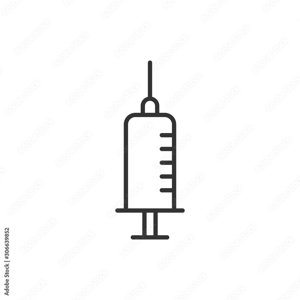 Syringe icon in flat style. Inject needle vector illustration on white isolated background. Drug dose business concept. Syringe icon in flat style. Inject needle vector illustration on white isolated background. Drug dose business concept.