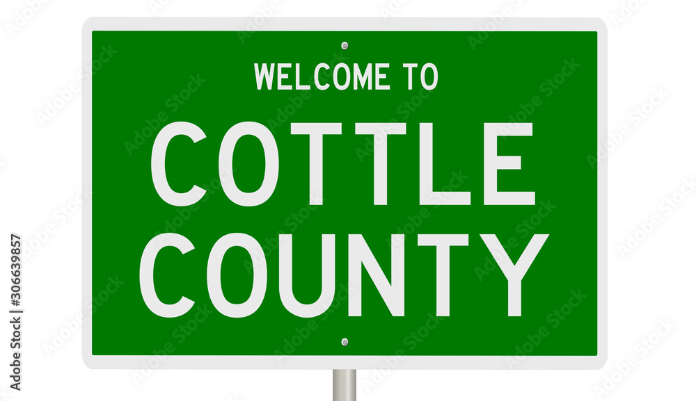 Rendering of a green 3d highway sign for Cottle County