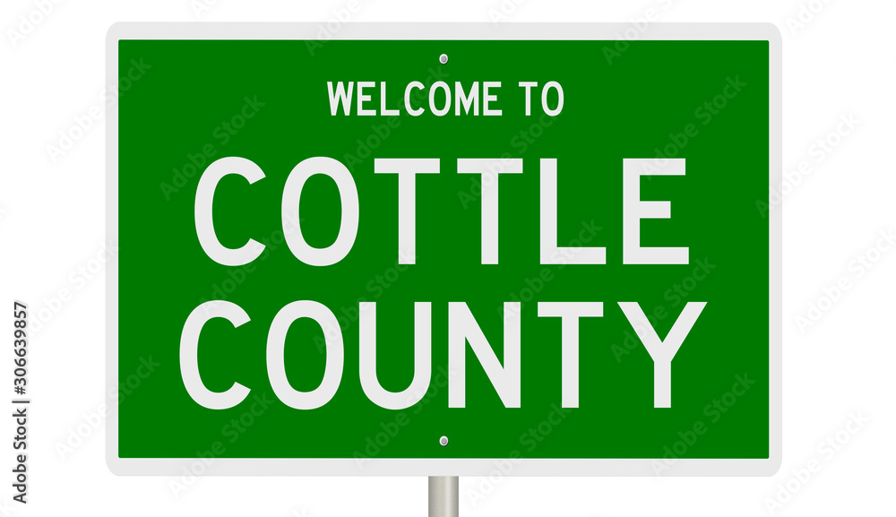 Rendering of a green 3d highway sign for Cottle County Rendering of a green 3d highway sign for Cottle County